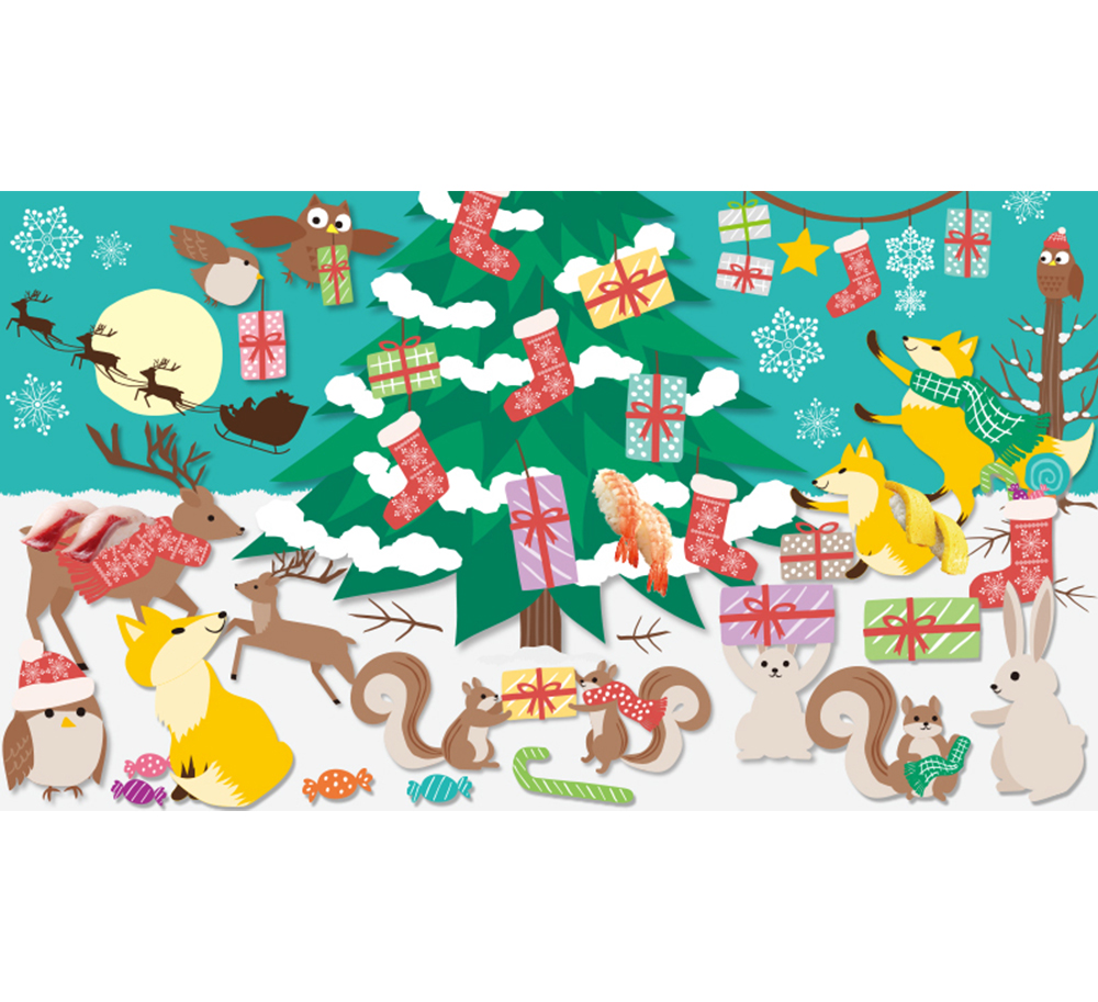 クリスマス投稿 クイズ「お寿司探し」の画像です。